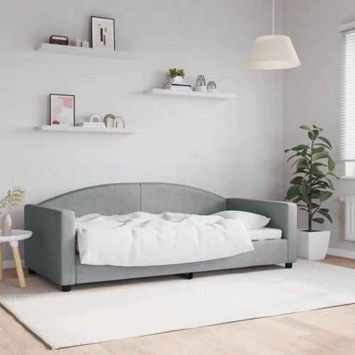 Daybed med sengeramme 90x190 cm i stof - lysegrå