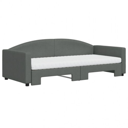 Daybed med udtræk og madras 90x200 cm - stof, mørkegrå