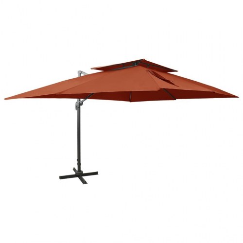Fritstående haveparasol med dobbelt top - terrakotta, 400 x 300 cm