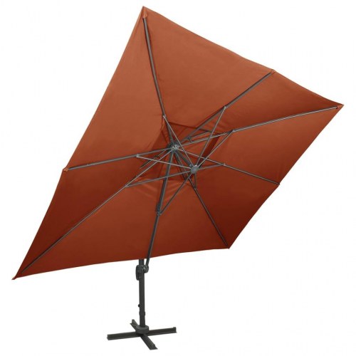 Fritstående haveparasol med dobbelt top - terrakotta, 400 x 300 cm