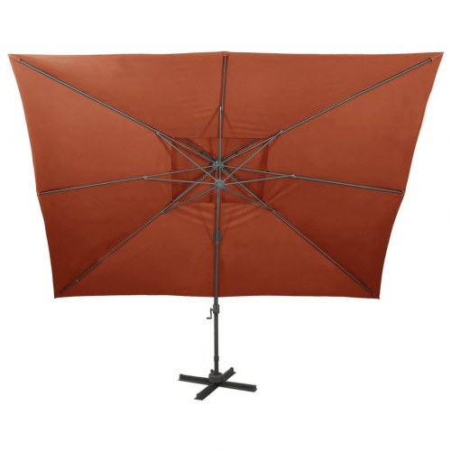 Fritstående haveparasol med dobbelt top - terrakotta, 400 x 300 cm