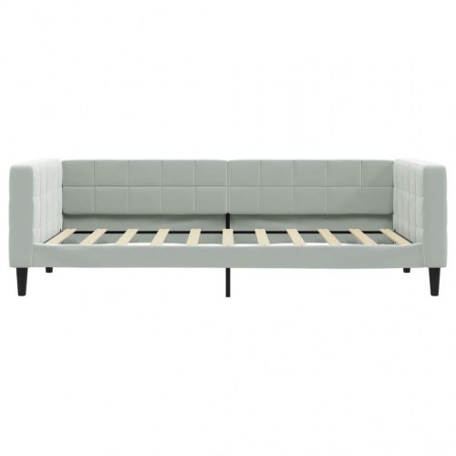 Daybed 90x190 cm i velour - lysegrå sovesofa med lamelbund
