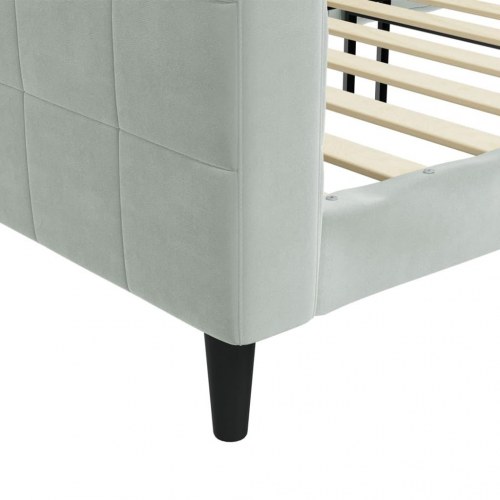 Daybed 90x190 cm i velour - lysegrå sovesofa med lamelbund