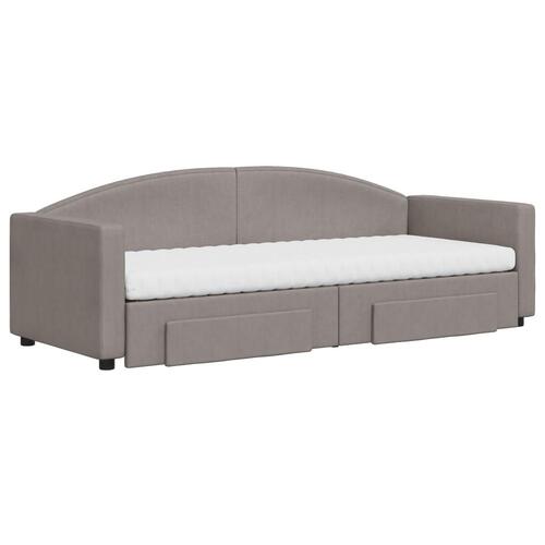 Daybed med udtræk og skuffer 80x200 cm stof gråbrun