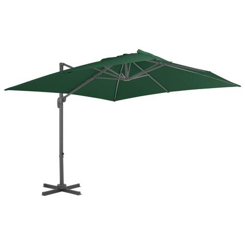 Haveparasol m. transportabel fod grøn