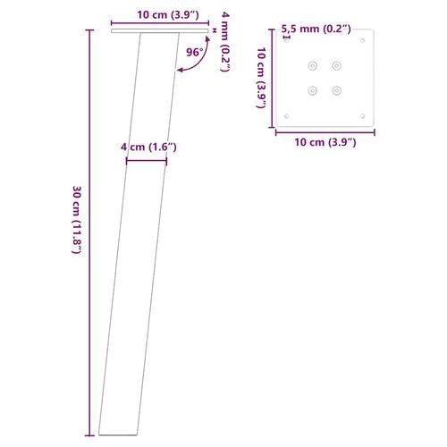 Sofabordben 4 stk. 30 cm stål sort