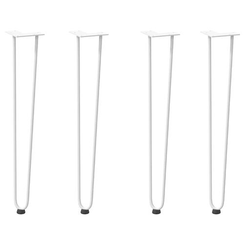 Hårnåle bordben 4 stk. 72 cm massivt stål hvid