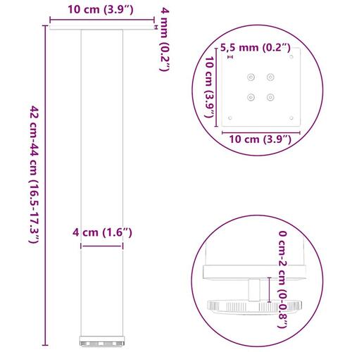 Sofabordben 4 stk. 42-44 cm stål sort
