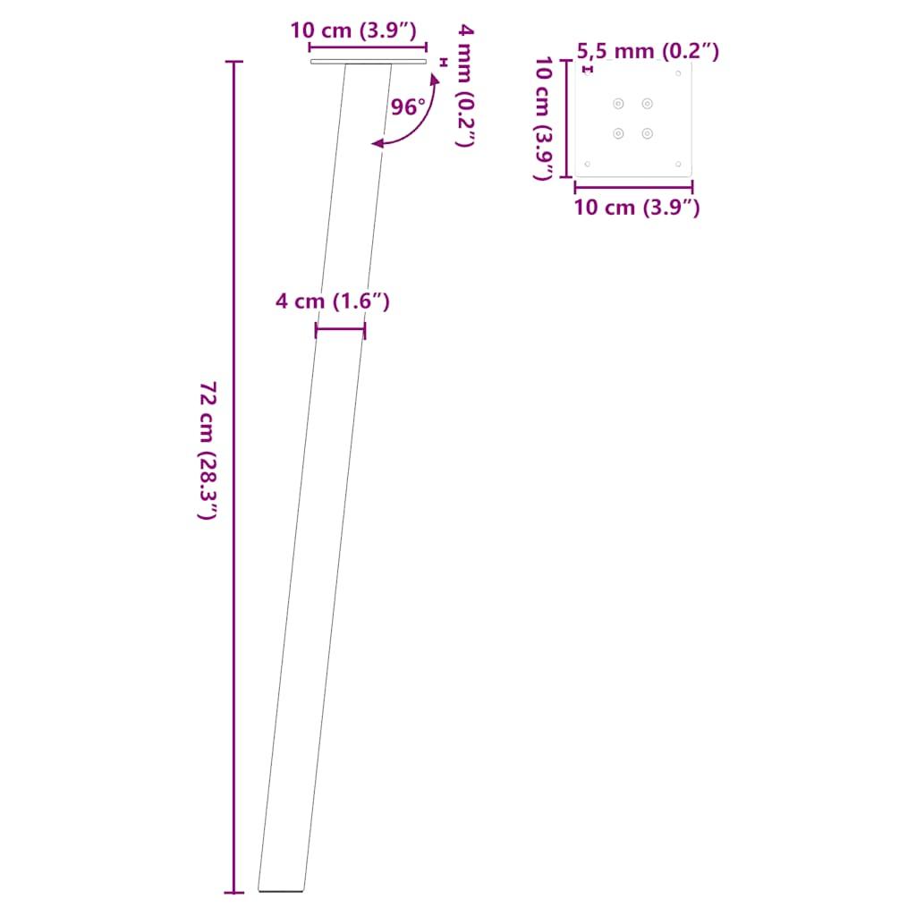 Sofabordben 4 stk. 72 cm stål sort