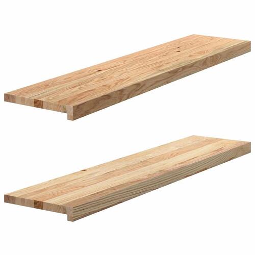 Trappemåtter 2 stk ubehandlet 110x30x2 cm massivt egetræ