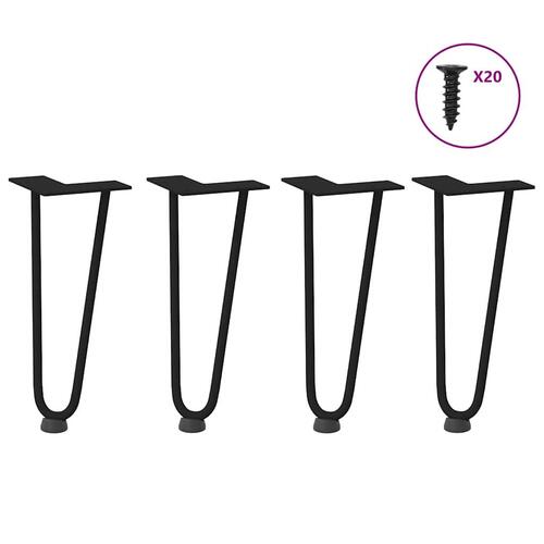 Hårnåle bordben 4 stk. 30 cm massivt stål sort