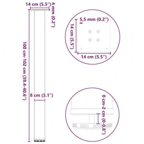 Barbordsben 4 stk. hvid 100-102 cm