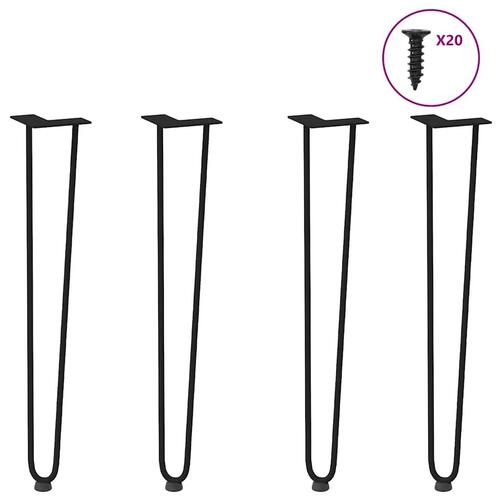 Hårnåle bordben 4 stk. 72 cm massivt stål sort
