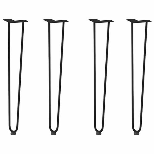 Hårnåle bordben 4 stk. 72 cm massivt stål sort