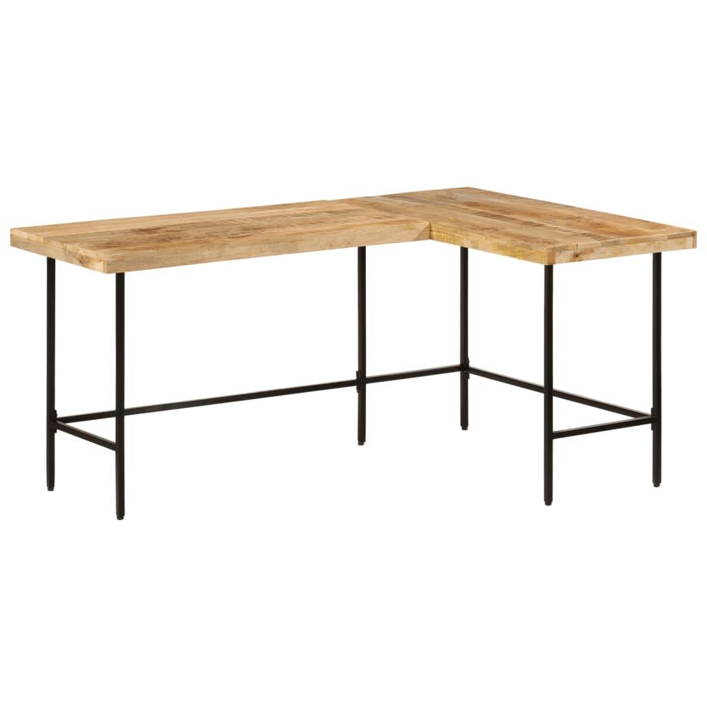 Skrivebord 165x110x77 Cm Massivt Mangotræ Og Jern