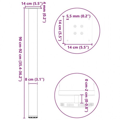 Barbordsben 4 stk. 90-92 cm - antracit