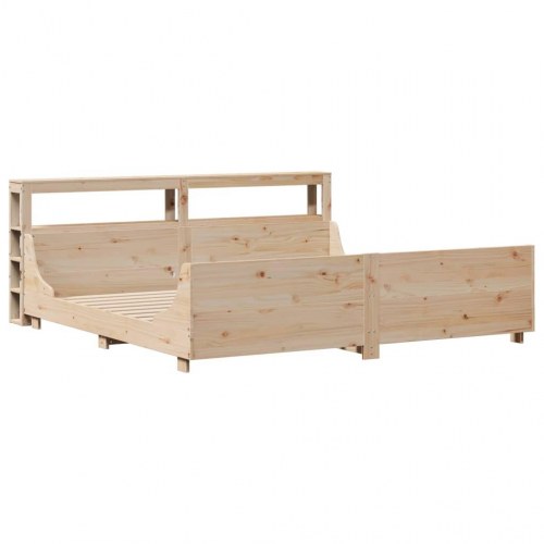 Sengeramme 200x200 cm i massivt fyrretræ med hylder