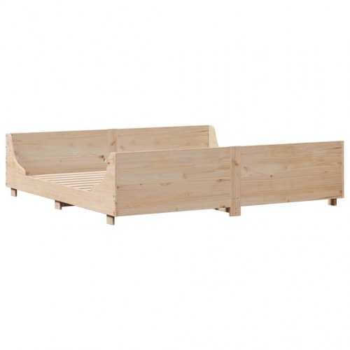 Sengeramme 200x200 cm i massivt fyrretræ med hylder