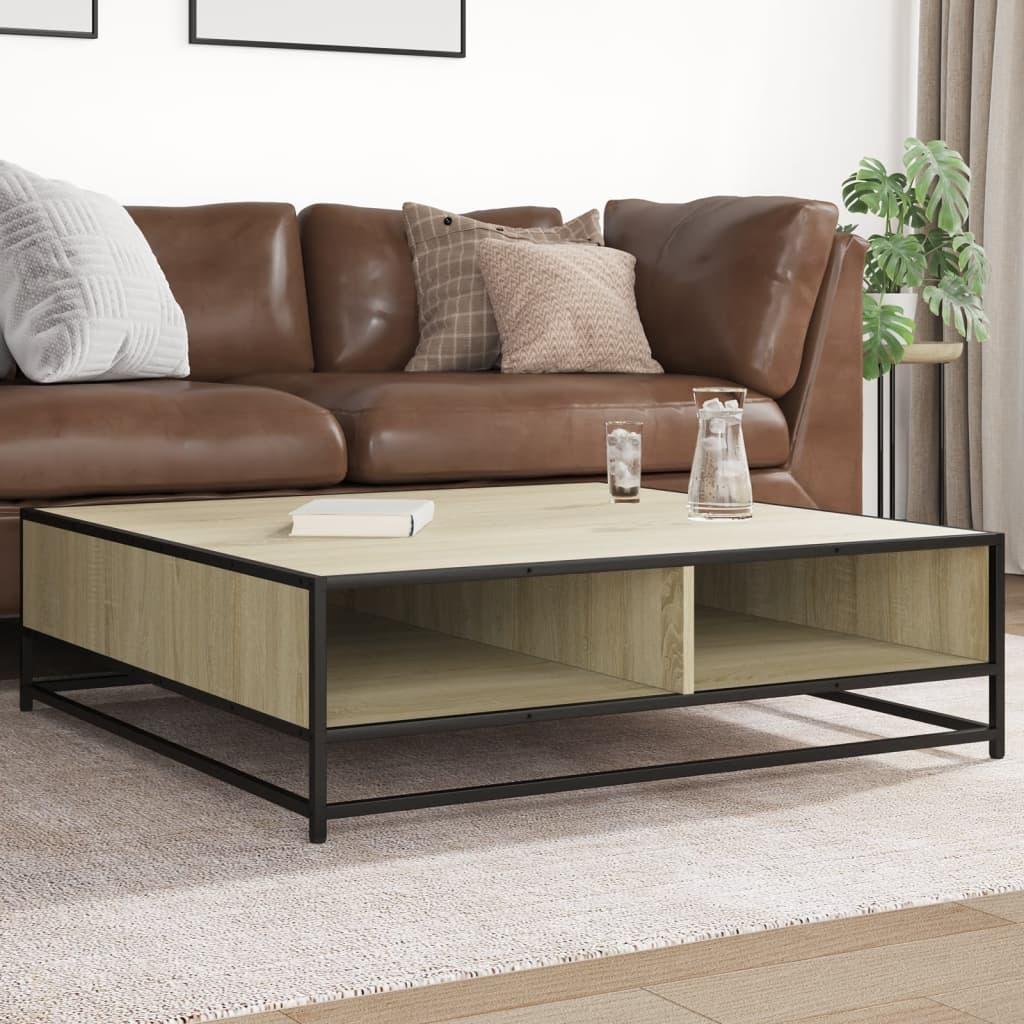 Sofabord 100x100x30 Cm Konstrueret Træ Og Metal Sonoma Eg