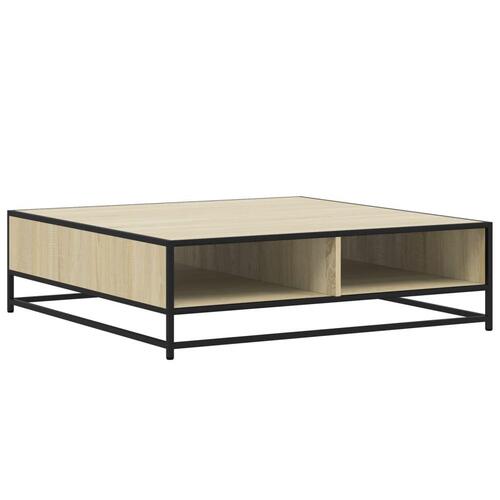 Sofabord 100x100x30 cm konstrueret træ og metal sonoma-eg