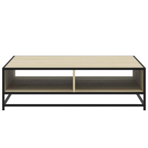 Sofabord 100x100x30 cm konstrueret træ og metal sonoma-eg