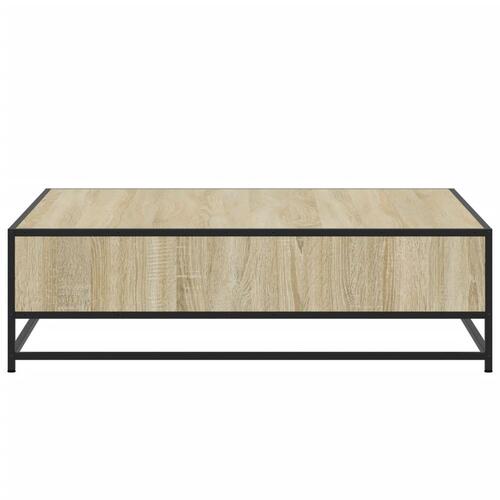 Sofabord 100x100x30 cm konstrueret træ og metal sonoma-eg