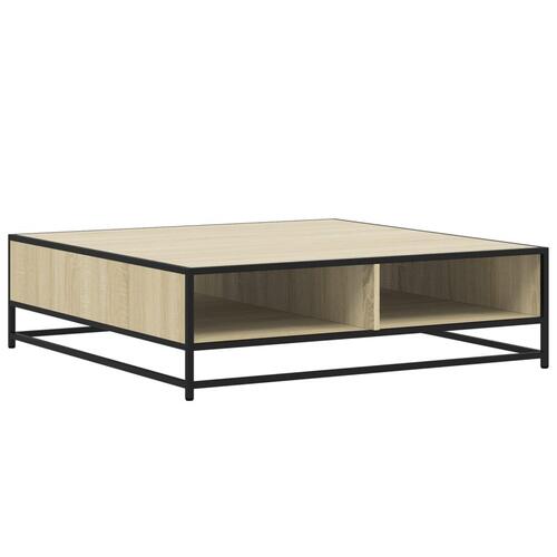 Sofabord 100x100x30 cm konstrueret træ og metal sonoma-eg