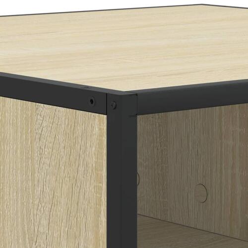 Sofabord 100x100x30 cm konstrueret træ og metal sonoma-eg