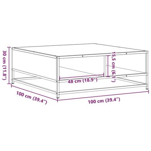 Sofabord 100x100x30 cm konstrueret træ og metal sonoma-eg