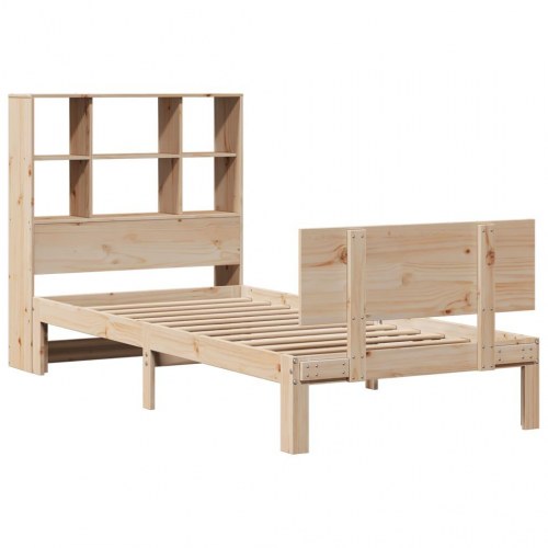 Seng med reol uden madras 100x200 cm massivt fyrretræ