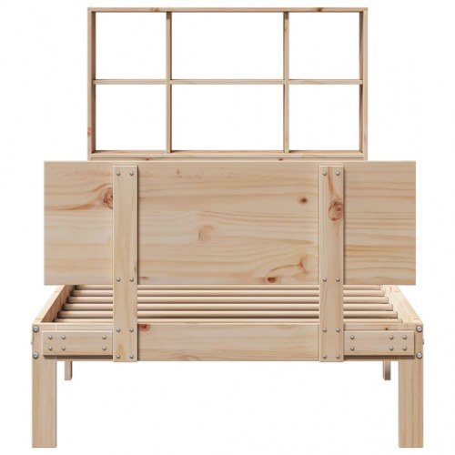 Seng med reol uden madras 100x200 cm massivt fyrretræ