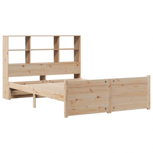 Seng med reol uden madras 135x190 cm massivt fyrretræ