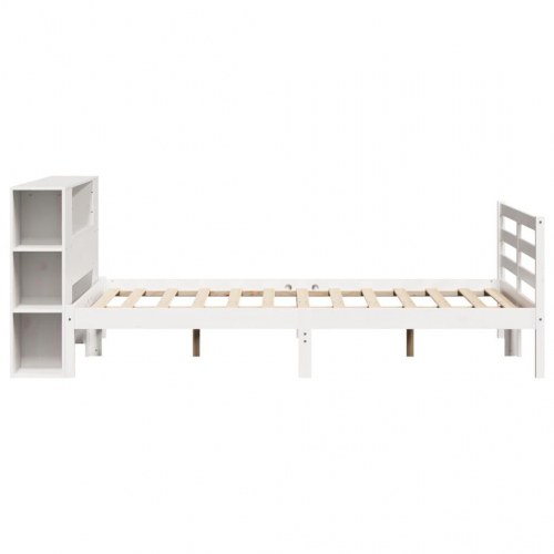 Seng med reol 160x200 cm i massivt fyrretræ hvid