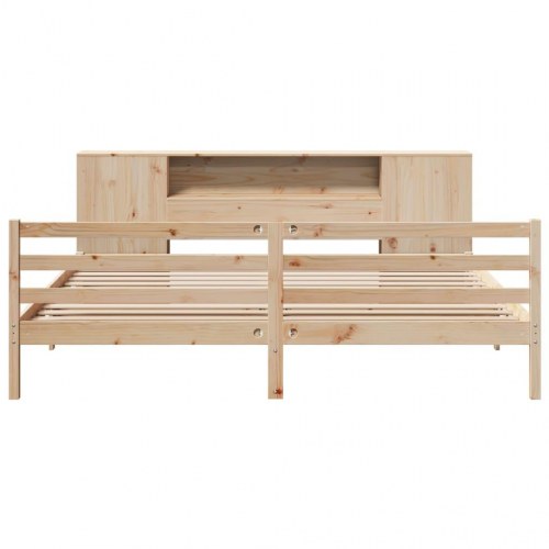 Seng med reol uden madras 200x200 cm massivt fyrretræ