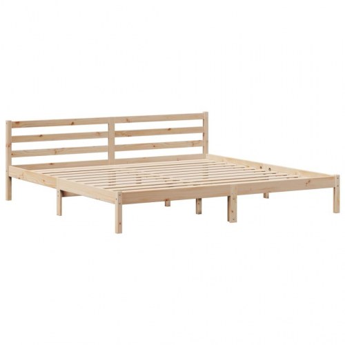 Seng med reol uden madras 200x200 cm massivt fyrretræ