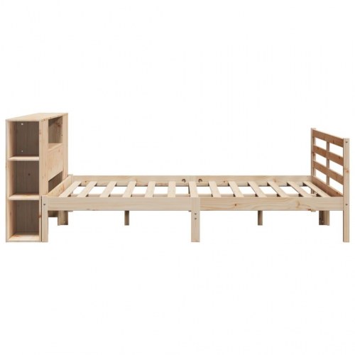 Seng med reol uden madras 200x200 cm massivt fyrretræ