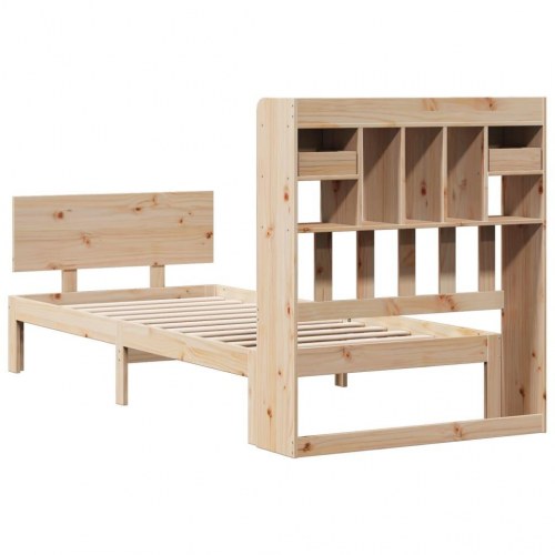 Seng med reol uden madras 75x190 cm massivt fyrretræ