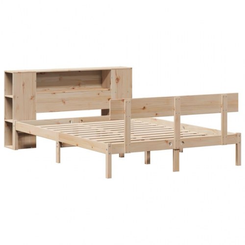 Seng med reol uden madras 140x190 cm massivt fyrretræ