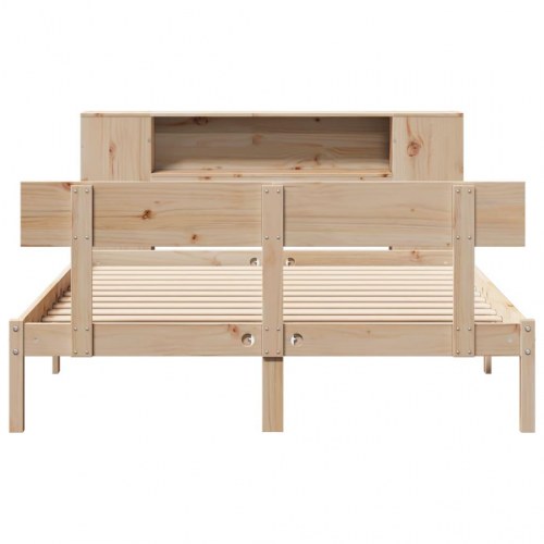 Seng med reol uden madras 140x190 cm massivt fyrretræ