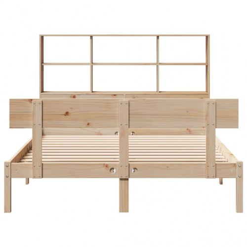 Seng med reol uden madras 140x200 cm massivt fyrretræ