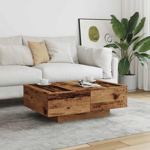 Sofabord 90 × 60 × 31 cm i konstrueret træ - gammelt trælook