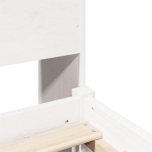 Seng med reol uden madras 160x200 cm massivt fyrretræ hvid