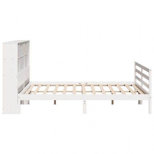Seng med reol uden madras 180x200 cm i massivt fyrretræ hvid