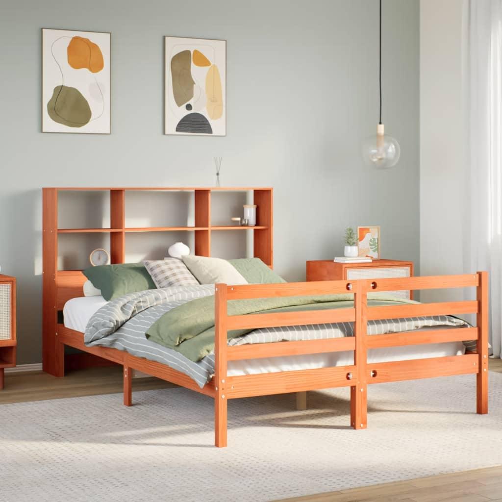 Seng Med Reol Uden Madras 160x200 Cm Massivt Træ Gyldenbrun