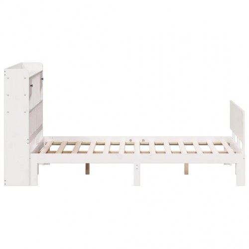 Seng med reol 160x200 cm i massivt fyrretræ - hvid