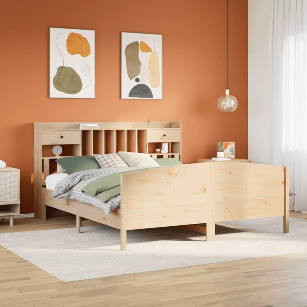 Seng med reol 180x200 cm i massivt fyrretræ - uden madras
