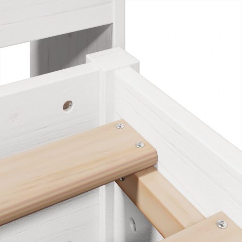 Seng med reol uden madras 150x200 cm massivt fyrretræ hvid