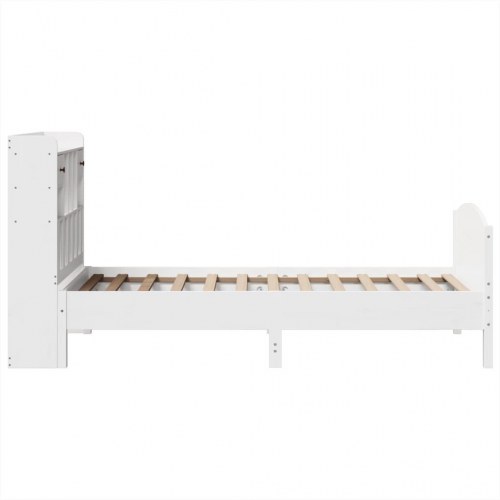 Seng med reol 90x200 cm - massivt fyrretræ, hvid