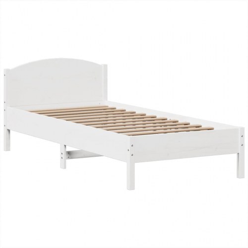 Seng med reol 90x200 cm - massivt fyrretræ, hvid