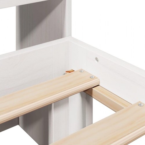 Seng med reol 140x190 cm - massivt fyrretræ, hvid